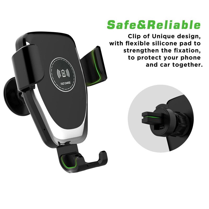 Chargeur sans fil de voiture à induction par gravité pour téléphone, support de smartphone à ventilation rapide pour Samsung et iPhone XS, 11 Max, XR, 8, Note S9, S8,