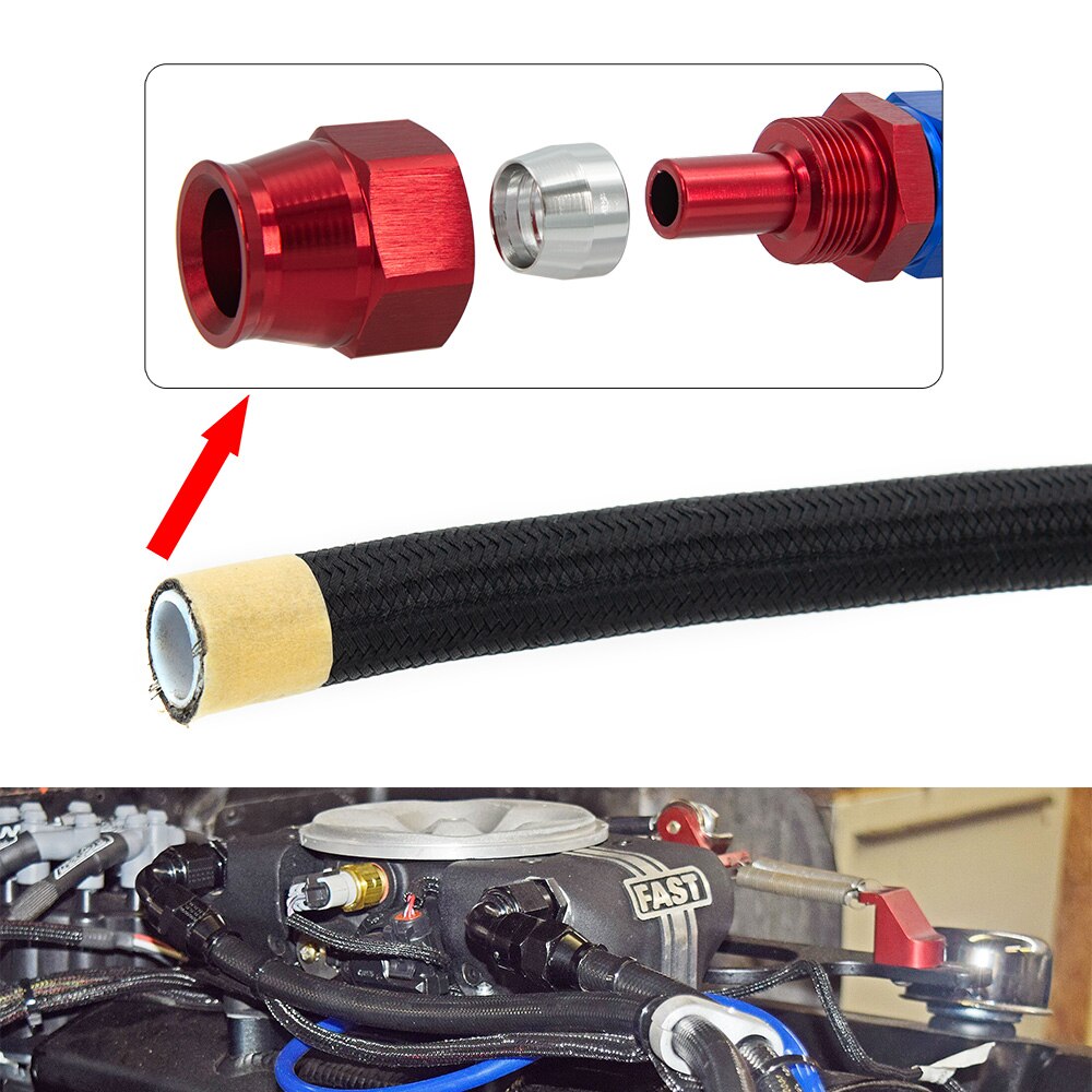 10/20 meter 3m/6m an6 an8 an10 ptfe oljedrivstoffslange med nylonflettet innside av ptfe