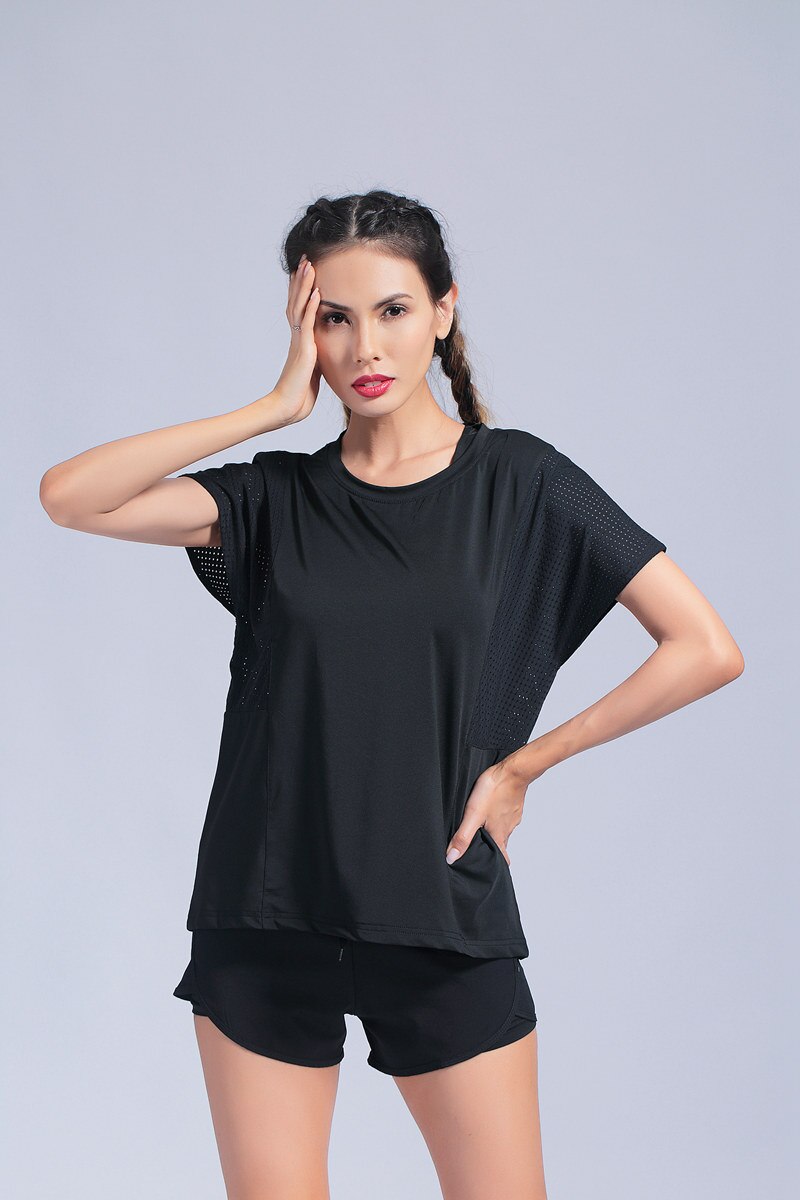 Sport Shirt Vrouwen Quick Dry Korte Mouw Gym Fitness Yoga Tops Shirt Losse Ademende Workout Jogging Running Vrouwelijke Shirts: W115-1