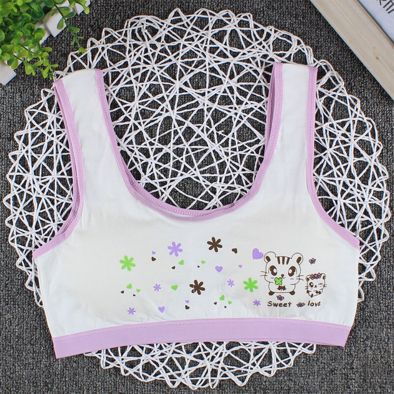 fjøs utviklings-bh, ren bomull, behagelig, pustende, ingen stålring, avtakbar pute, jentebh: 3