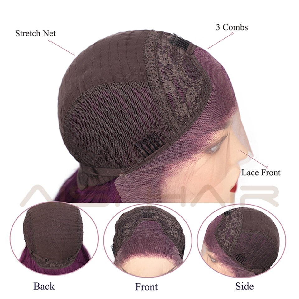 Peluca de pelo negro largo ondulado AISI, pelucas sintéticas de encaje frontal para mujeres negras, Peluca de fibra resistente al calor de parte Natural