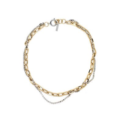 HUANZHI Neue Punk Gold Silber Farbe Metall Doppel schicht Strass Armbinde Hüfte hüpfen für Frauen Party hochzeit Schmuck: 3 Halskette