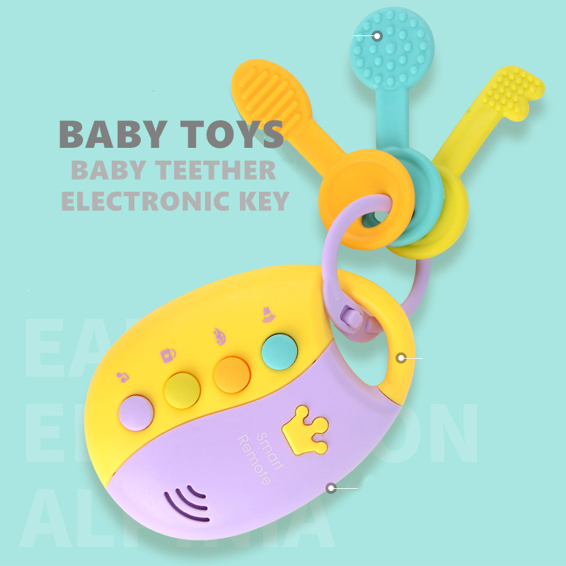 Pretend Play Smart Autosleutel Stemmen Muzikale Juguetes Bebe Brinquedos Muziek Baby Leren Elektronisch Speelgoed voor Baby Jongen Meisje: YELLOW KEYS