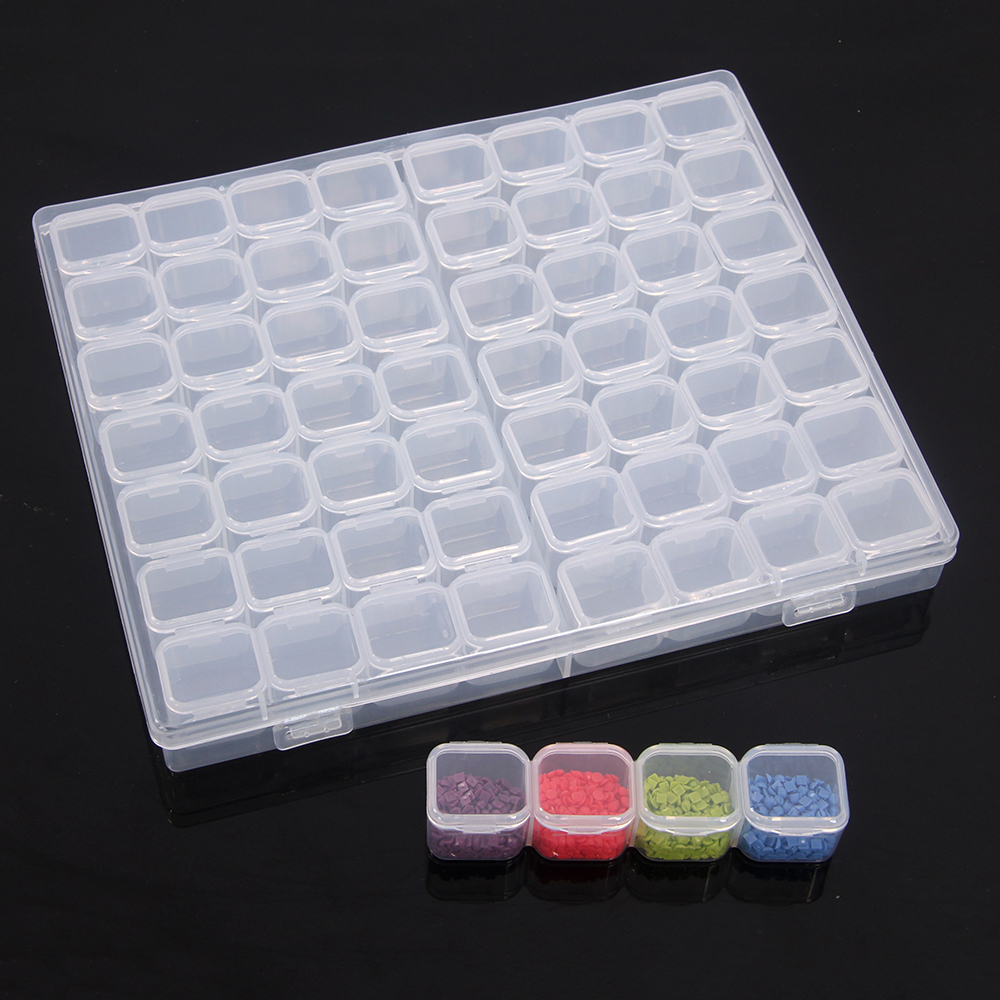 56 Grids Aparte Slots Lege Opbergdoos Clear Nail Art Rhinestones Diamant Schilderen Gereedschap Kralen Weer Storage Case Organizer: 56 grid white
