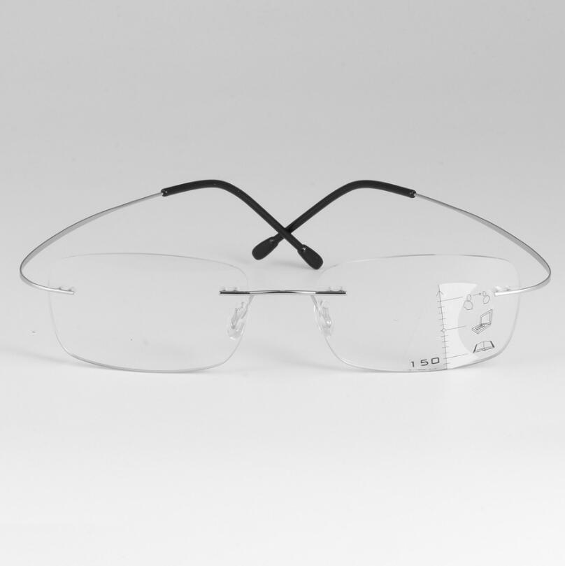 Óculos de leitura sem aro de titânio, óculos para leitura inteligente zoom progressiva de titânio para presbiopia hipermetropia masculina feminina hipermetropia multifocal glaço 1.0-3.0