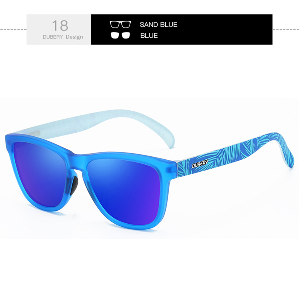 DUBERY Gafas de sol polarizadas con montura completa para hombres y mujeres 28 colores modelo 550: Azul gris
