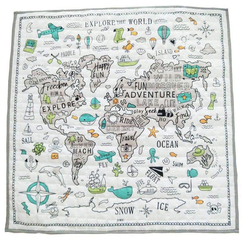 120*120CM Square World Map Kids Play Mat Carpet Baby Activities Child Crawling Mat Waterproof Baby Floor Mat Carpet Home Decor: Default Title