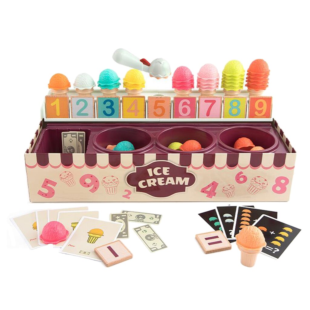 Ice Cream Math Toy, Ice Cream Scoop Game Set for Toddlers, Imitating