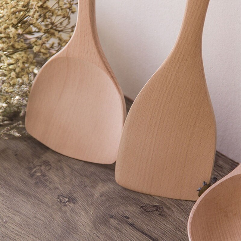 1 PCS Cooking Turner Spatula Wooden Long Handle Slotted Spade Spatula Fried Shovel Cooking Kitchen Tools Wooden Cooking Utensils