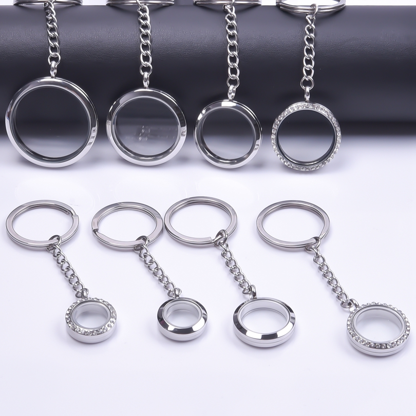 5 teile/los 10-40mm Edelstahl Männer Glas Bild Reliquien Medaillon Anhänger Schlüssel bund DIY Frauen Erinnerung Medaillon Schlüssel Ring Schmuck