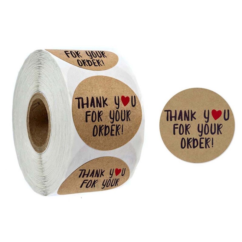 Kraft Thank You for Your Order, etiquetas adhesivas para sello de boda, álbum de recortes, 781C, 500 Uds.
