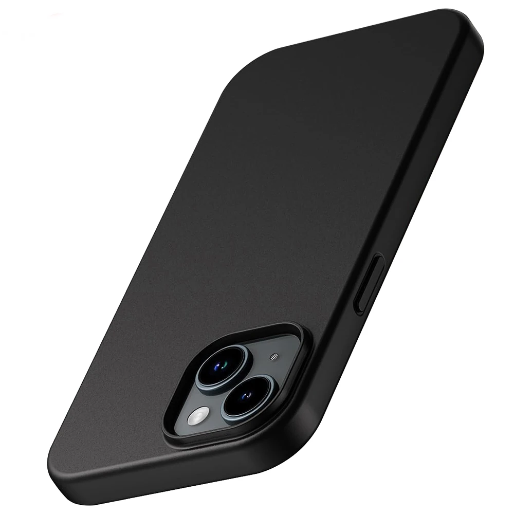 Funda suave de silicona mate de lujo para iPhone 17 Air 16 15 14 Plus 13 12 Mini 11 Pro Max XR cubierta negra sólida ultrafina
