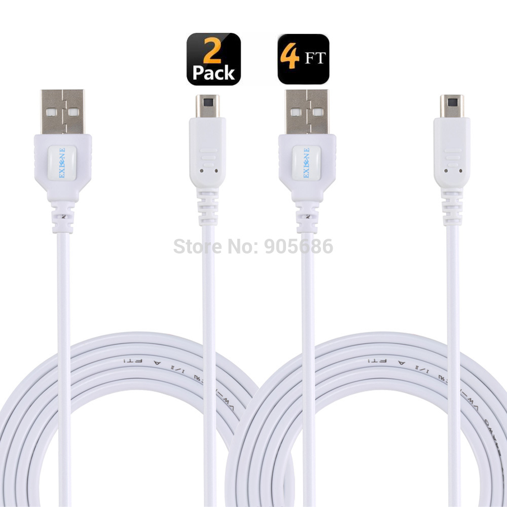EXLENE 2pack 3DS Charger USB Cable Power Charging Cord for Nintendo 3DS XL/ 3DS/ 2DS XL/2DS XL/ 2DS 1.2m white