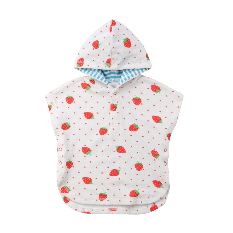 Zomer Kids Baby Meisje Jongen Hooded Gewaden Unisex Kind Losse Korte Mouw Poncho Zwemmen Strand Badjas Dier Gedrukte Robe 1-6Y: WHITE / 2T