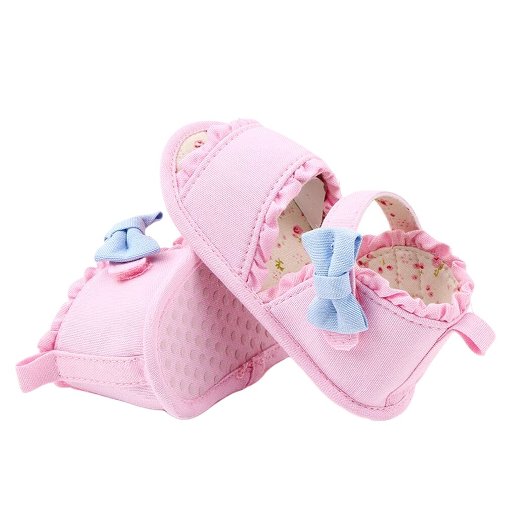 Newborn Baby Girls Crib Shoes, Cute Summer Bowknot Floral Sandals Soft Anti-Slip Sole Toddler First Walkers