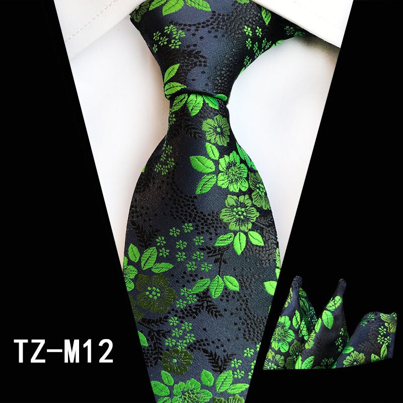 Ricnais Mode 8cm heren Zijden Stropdas Set Rood Groen Paisley Bloemen Handkershief Stropdas Pak Business Bruiloft Formele Hals ties Set