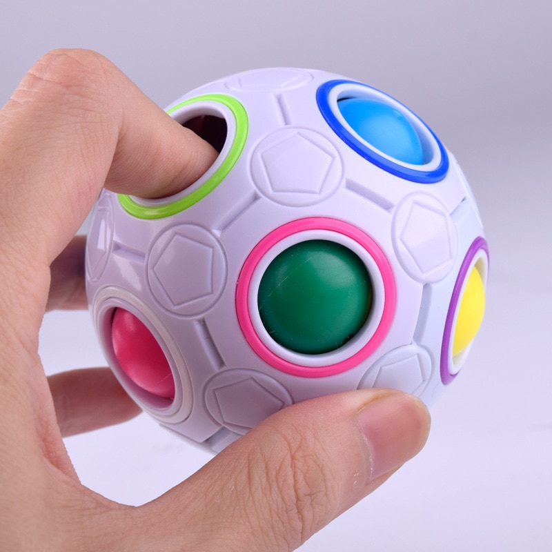 3D Spherical Rainbow 360 Cube Ball Football Cubes Puzzles Educational Kids Toys for Children Adults Learning Fun Game