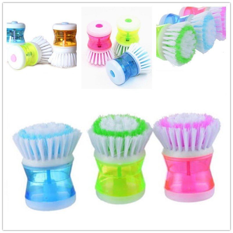 Home Kitchen Washing Utensils Pot Dish Brush With Washing Up Liquid Soap Dispenser Wash Pot Brush