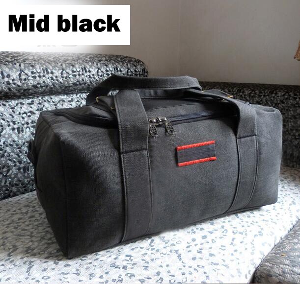 ANAWISHARE Mannen Reistassen Grote Capaciteit Vrouwen Bagage Travel Plunjezakken Canvas Big Travel Handtas Vouwen Reis Tas Waterdicht: black mid