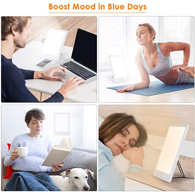 Light Therapy Lamp - 12000 Lux - UV-Free - Adjustable Brightness - 360° Swivel - Cool White/Orange Red