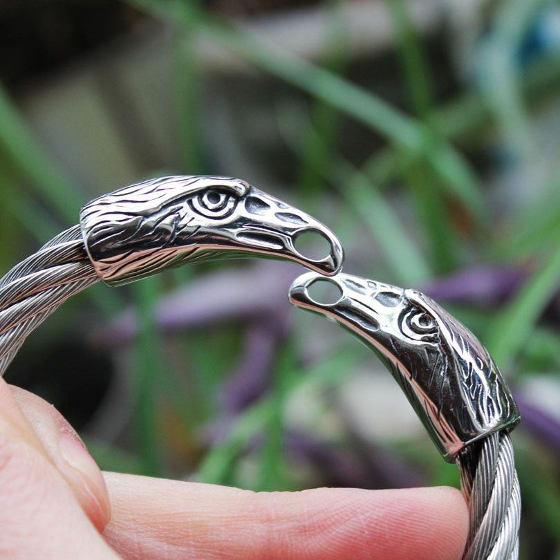 Bracelet acier inoxydable 316L brassard Punk Viking Vikings noir corbeau bracelets & bracelets hommes bracelet bracelet vautour condor