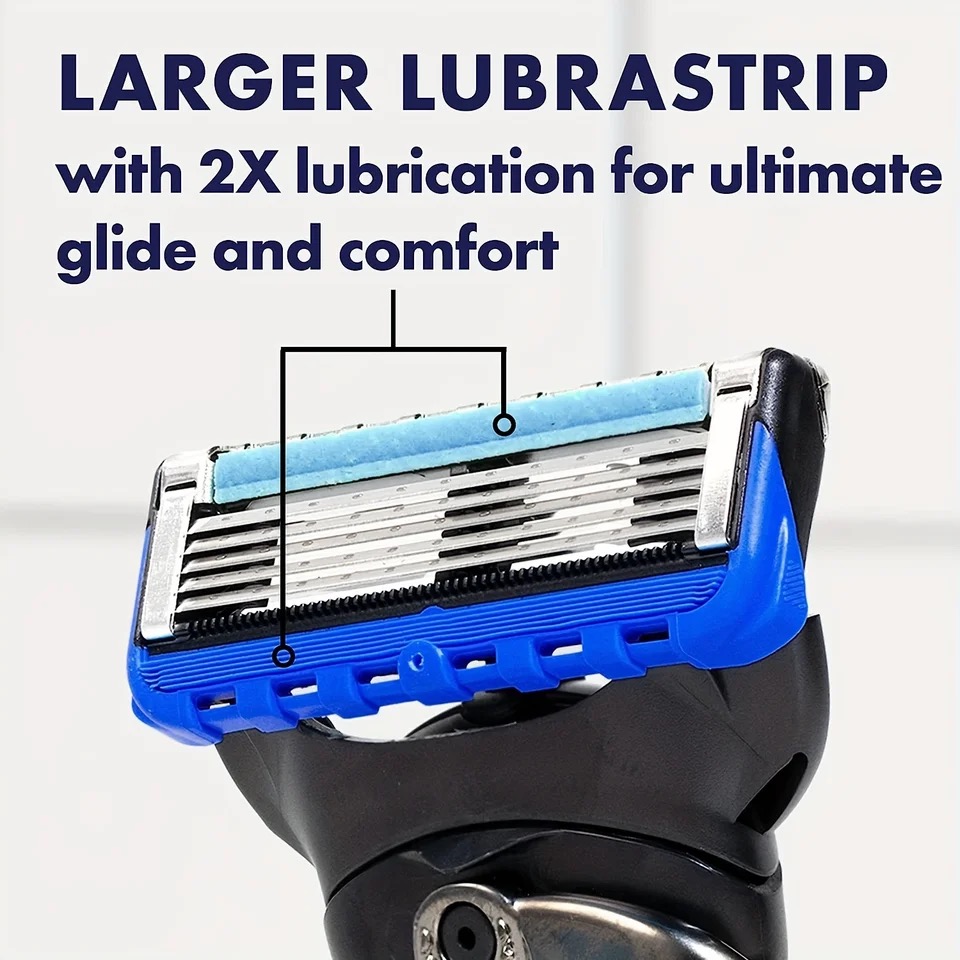 Men's Safety Razor with Non-slip Stainless Steel Handle, Suitable for Beards and Mustaches, 5 Layers of Blades, Including Blades