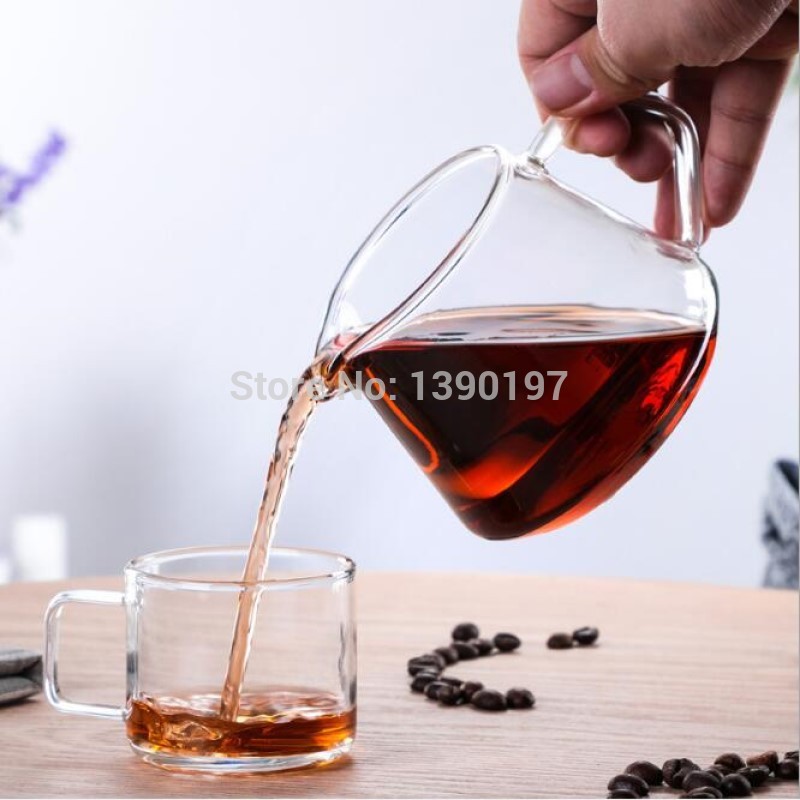 Glass coffee sharing pot hand made coffee pot: 2pieces 400ml pot