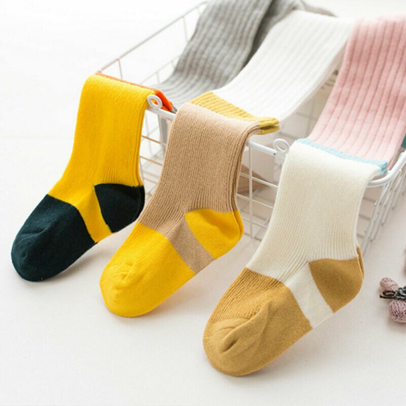 Peuter Baby Girl Kid Stijl Knie Hoge Base Kleur Gestreepte Herfst Sok