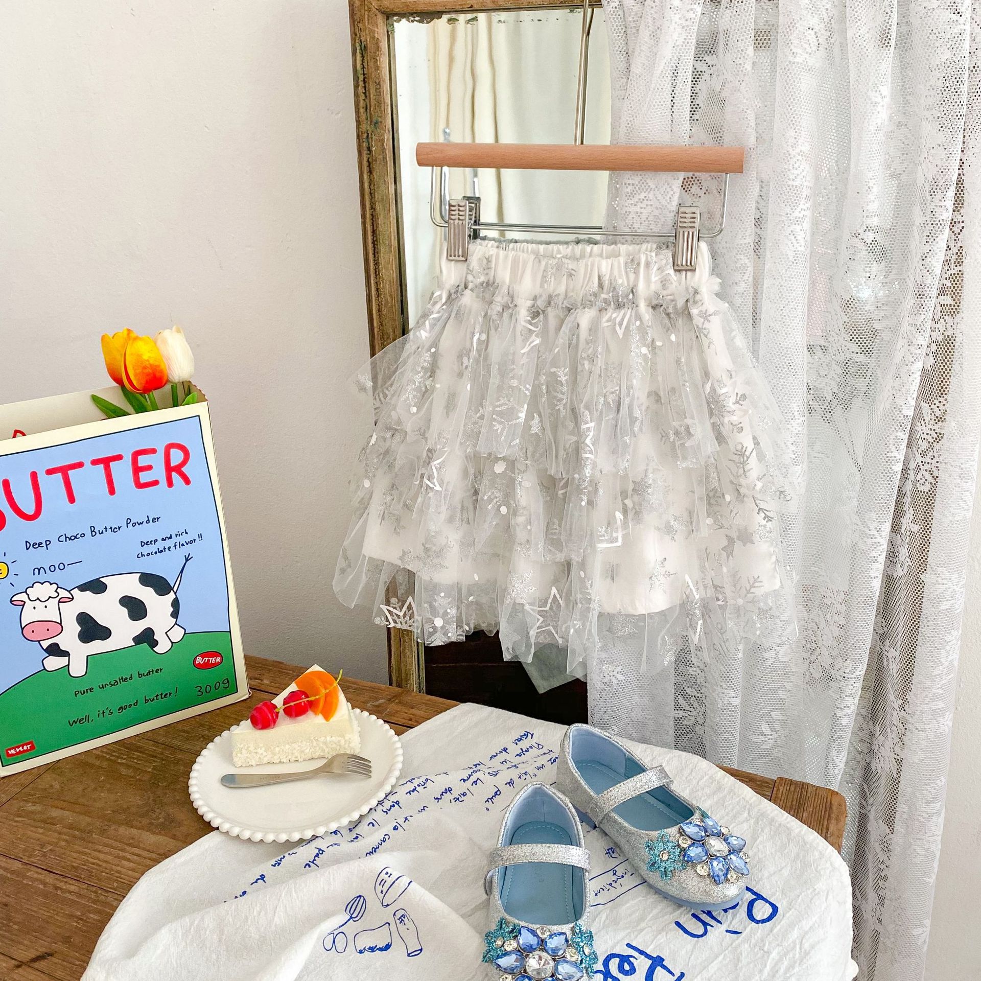 Meisjes Pailletten Ster Rokken Prinses Mesh Tutu Zomer Fantasy Sneeuwvlok Kinderen Baljurk Rok Zoete Baby Party Falda Tulle: WHITE / 3T