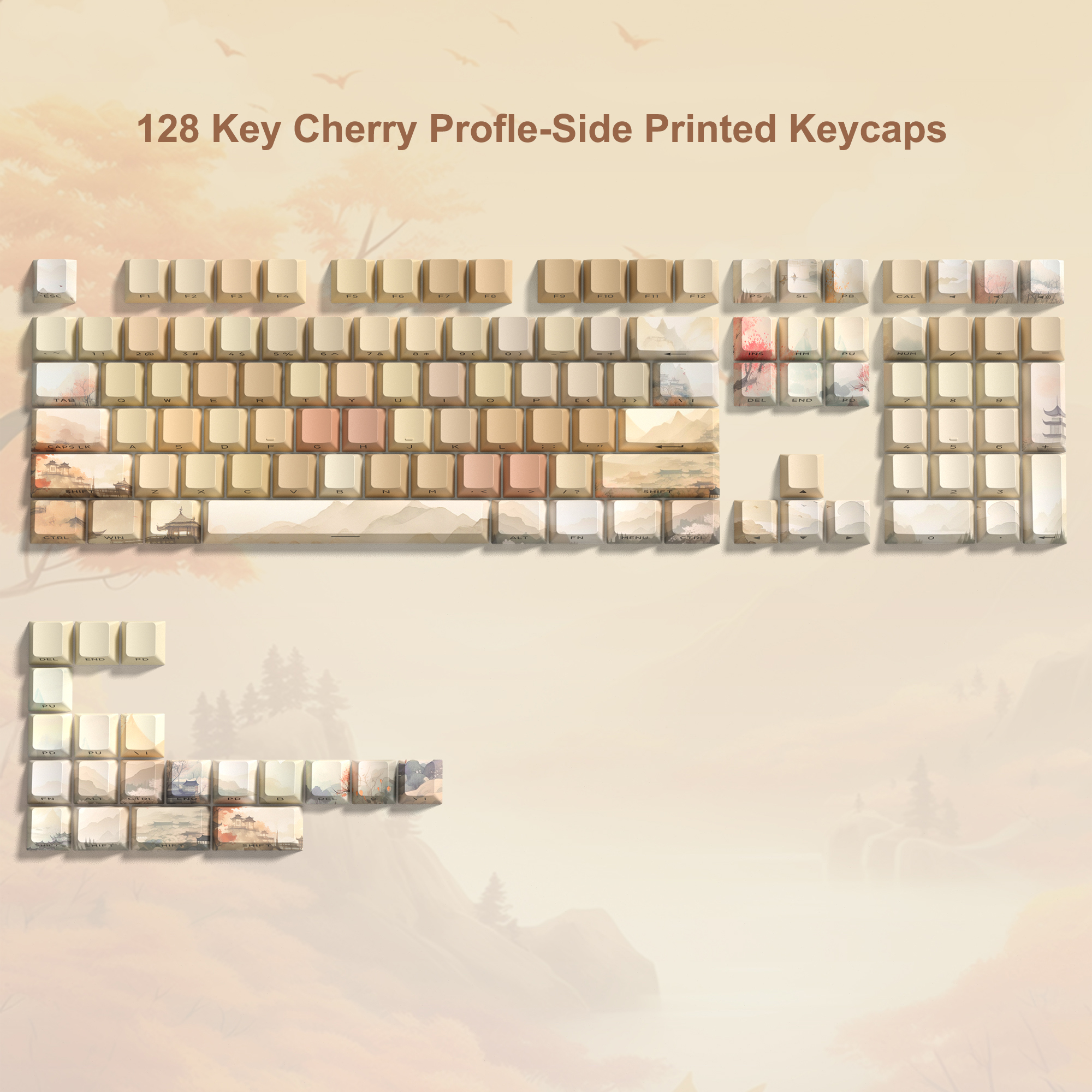 127 teclas que brilla a través de flor de ciruelo perfil de cereza Keycap PBT Keycap Dye-Sub Cherry MX interruptores para teclado mecánico de jugador: Gris oscuro