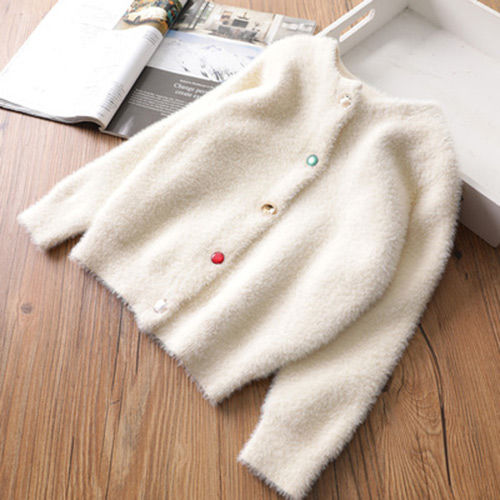 automne hiver infantile bébé enfant en bas âge vêtements chandails tricoté Cardigan manteau pour filles enfants veste enfants veste décontractée W717: Creamy-white / 2T