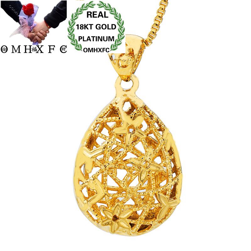 OMHXFC Europese Mode Vrouw Unisex Party Verjaardag Huwelijkscadeau Hollow Water 18KT Real Gold Charm Hanger PN10