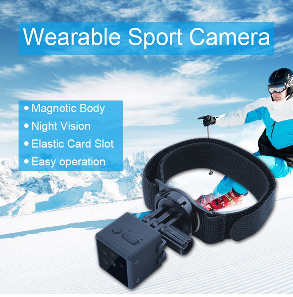 Bevægelsesdetektering rekord opbevaring kamera bærbar hd sport kamera udendørs sport hovedmonteret  hd 1080p normale linser tilbehør