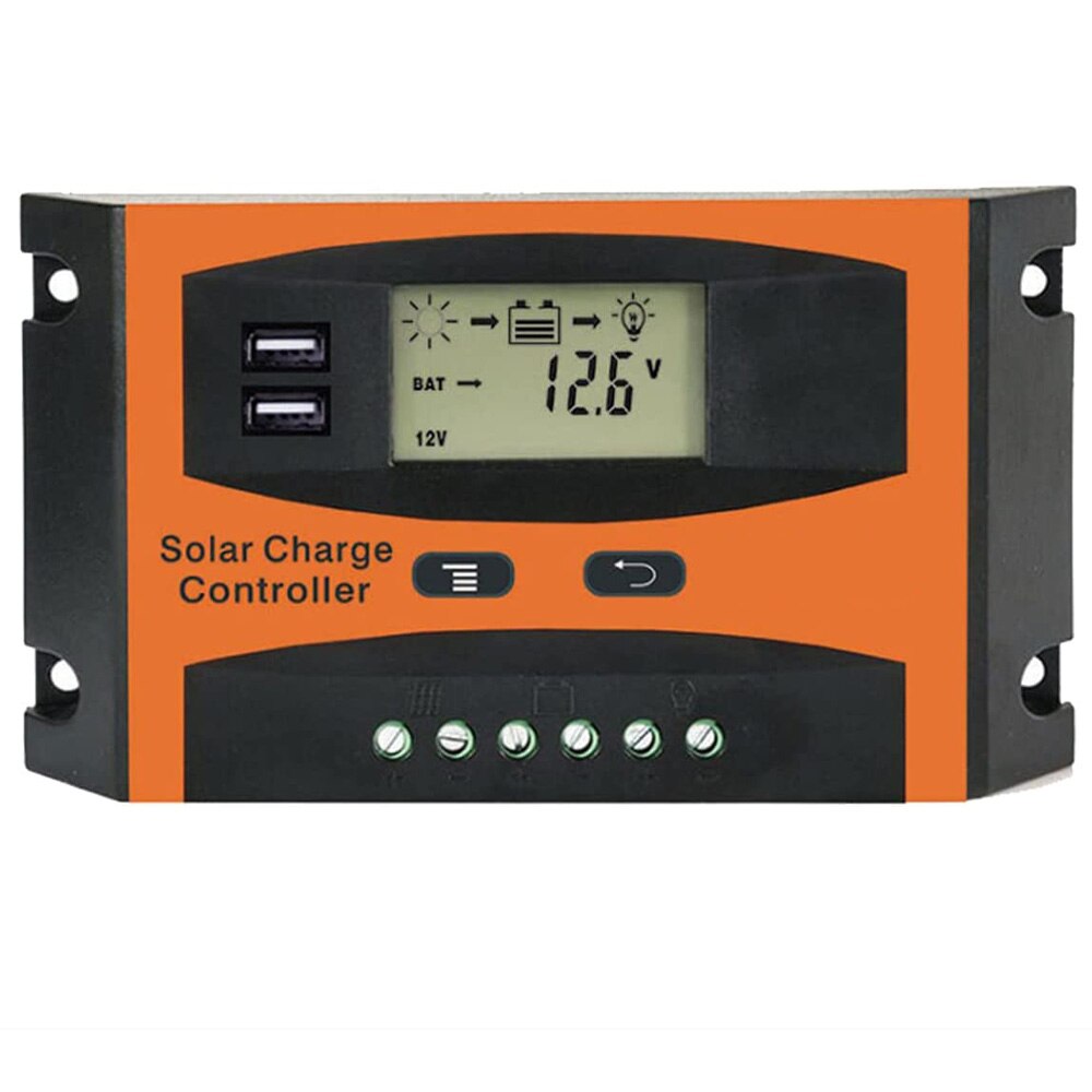 Solar Charge Controller 12V 24V 20A 30A Solar Panel Regulator Inverter LCD Display for Gel Sealed Flooded and Lithium Battery.