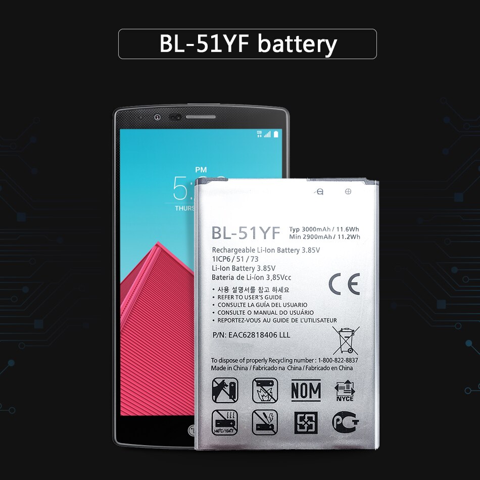 Replacement 3000mAh Mobile Battery BL-51YF For LG G4 H815 H810 VS999 F500 F500S F500K F500L H81 H818 H819 BL 51YF