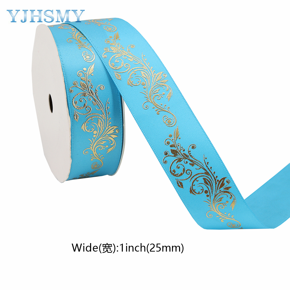 1 Inch Goudfolie Satijnen Lint Gedrukt Bloem Voor Diy Craft Cadeaupapier Bruiloft Verjaardag Party Decoratie 5 Yards: Black / L