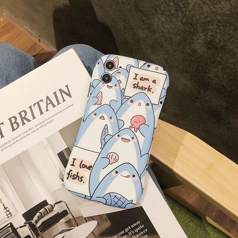 Koko näytön shark puhelinkuoret huawei  p30 p40 mate 30 pro iphone 7 8 plus xr  xs 11 pro max iskunkestävä pehmeä takakansi