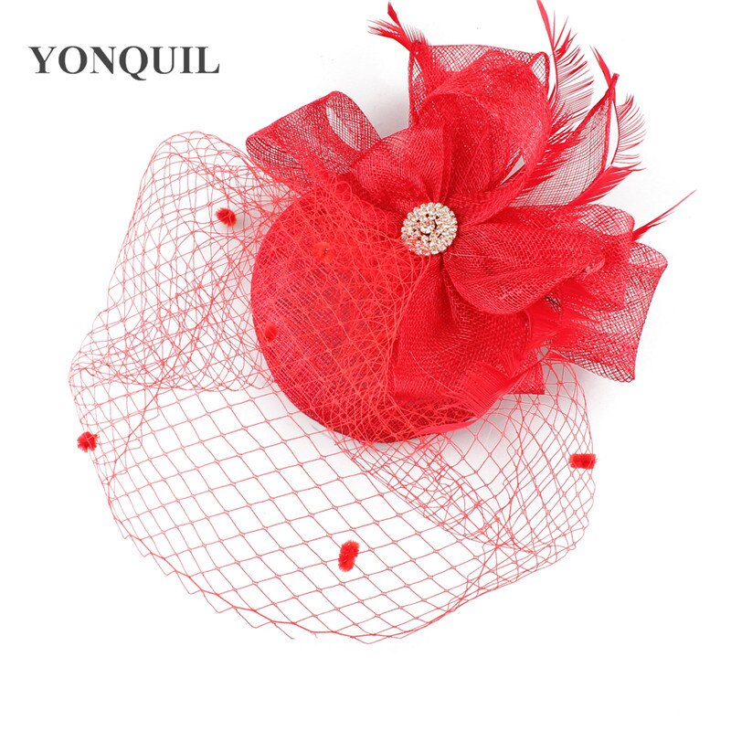 Sinamay Chic cheveux maille accessoires de mariage Fascinator mariée voiles chapeau bandeau femmes dames Occasion casque Net points