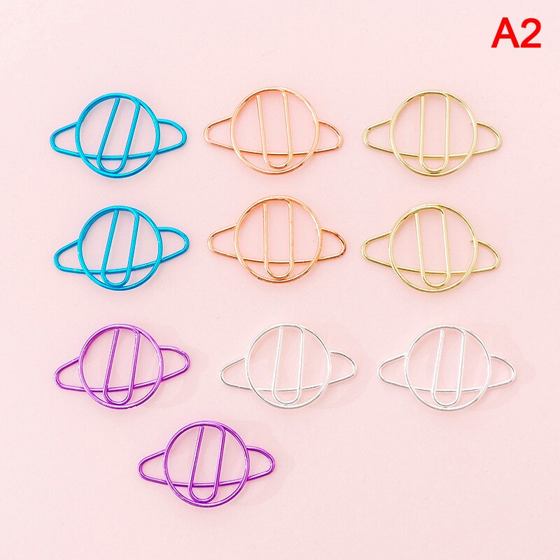 10pcs cute Cactus star Ice Cream Mini Paper Clips Kawaii Stationery Metal Clear Binder Clips Photos Tickets Notes Letter: A2
