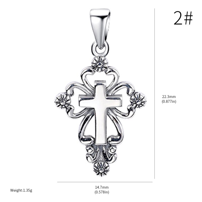 Diverse Mode Kruis Hanger Ketting Voor Vrouwen 925 Sterling Zilveren Religieuze Sieraden Oude 18K Goud Huwelijksgeschenken Diamanten: Silver pendant 2