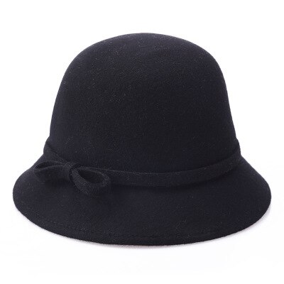 Europa england koreansk høst vinter dame fedora caps årgang sol hattemaker til kvinne dame avlet brem ull filt buehatt: 6