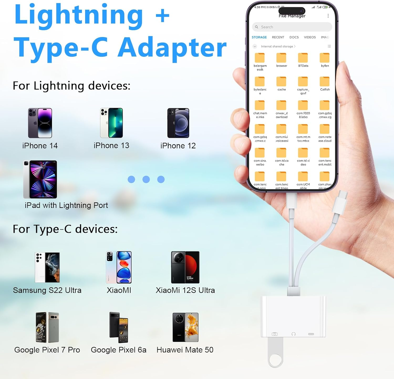 Type C to USB 3.0 /3.5mm/Type C OTG Adapter 3.5mm Audio Jack Splitter for iPhone14/13/12/iPad with Fast Charging Port