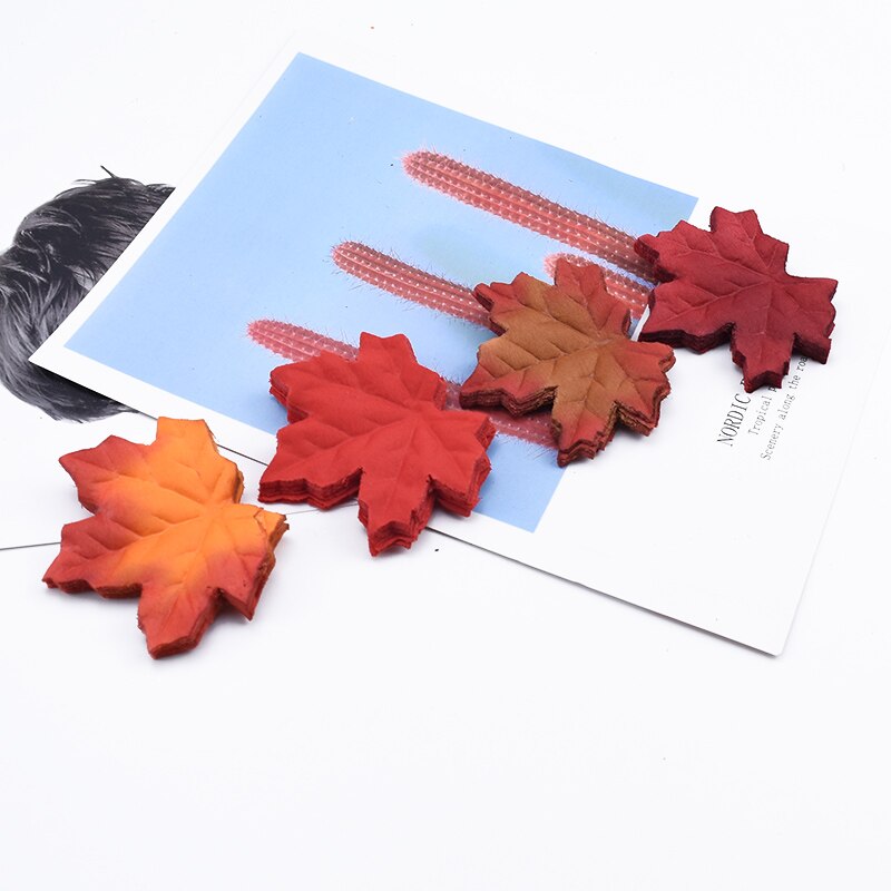 100 st silkeblad scrapbooking jul lönnlöv heminredning bröllop brosch brud tillbehör clearance konstgjorda växter