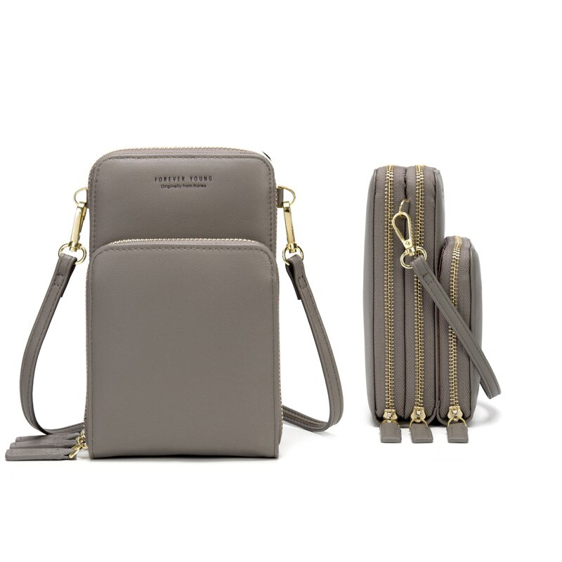 Kleurrijke mobiele telefoontas dagelijks gebruik kaarthouder kleine zomer schoudertas voor vrouwen: Grijs