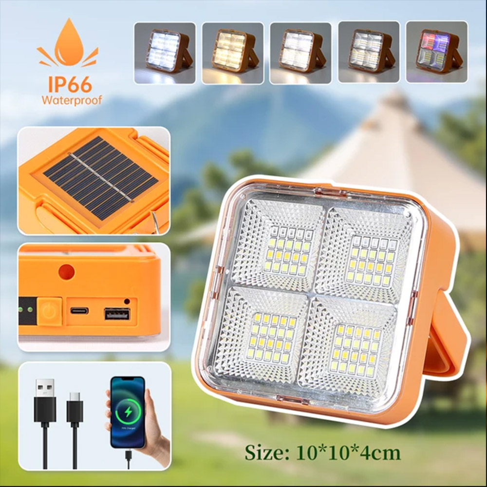 Outdoor Solar Draagbare Lantaarn Lampen Solar Led Camping Licht Power Tent Licht Noodzaklamp USB Oplaadbare Led Lamp