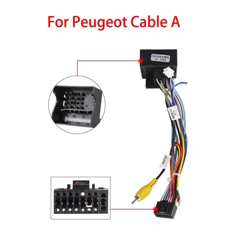 Universal 2 Din Car Android Radio Cable for KIA Nissan Toyota SUZUKI Mitsubishi Pajero V97 HONDA Ford Peugeot Power Connector: For Peugeot A