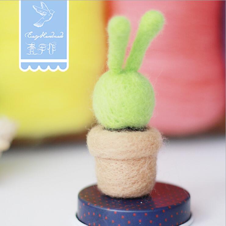 An ebullient succulent plant wool needlepoint kit wool felt needle felting keychain craft needlecraft DIY handmade: D