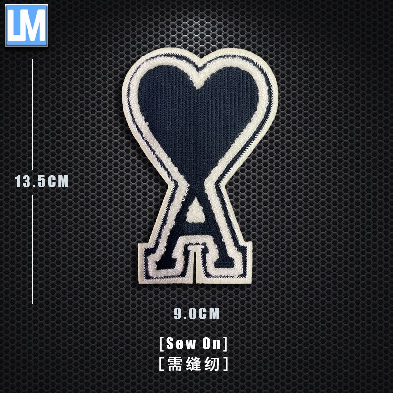 Herz EINE Stickerei kleidung zubehör Patch tuch aufkleber kleine Etikett pfirsich herz stickerei abzeichen abzeichen pfirsich: Marine