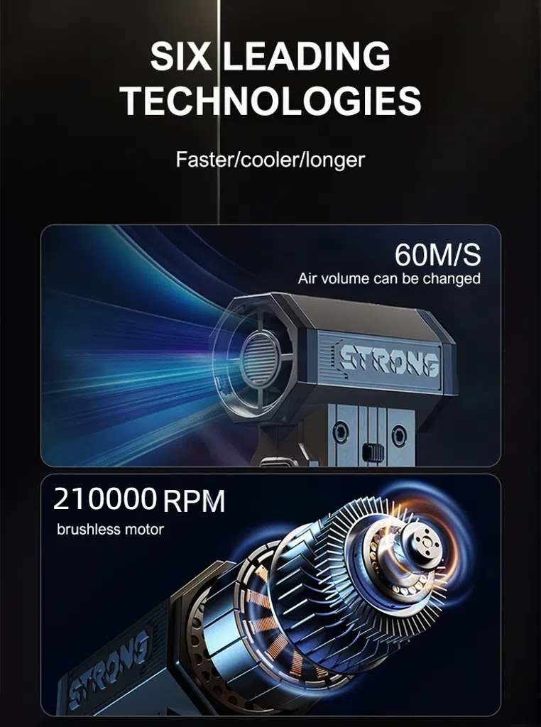 Turbo Jet Blower 210000RPM Powerful Air Blower Brushless Motor 350g Thrust Turbo Fan 8000mAh Souffleur Air Puissant Car Blower