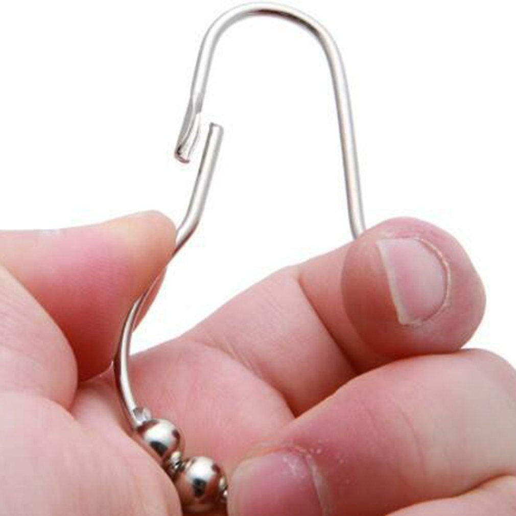 12Pcs Hotel Stijl VGlide Scharnierende Roller Bead Douchegordijn Haken